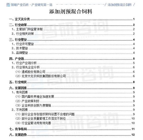 行业竞争格局分析 智研产业百科 添加剂预混合饲料